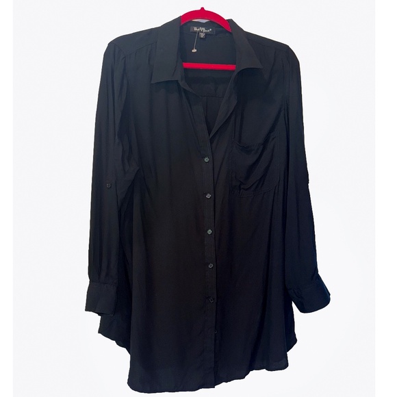 Velvet Heart Blouse tunic style black button down NWoT 1x - Picture 1 of 5